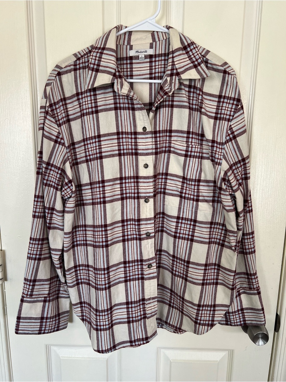 Madewell Plaid Organic Cotton Oversized Button Down Shirt Large